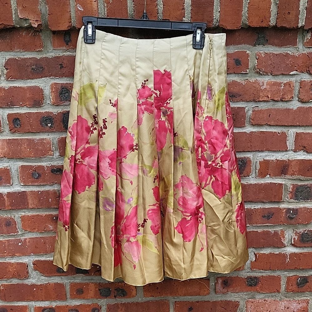 Jones New York Tan Midi A-Line Skirt